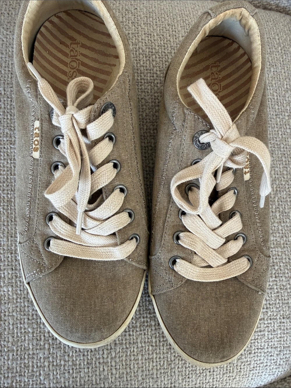 TOMS Taupe Canvas Lace-Up Sneakers